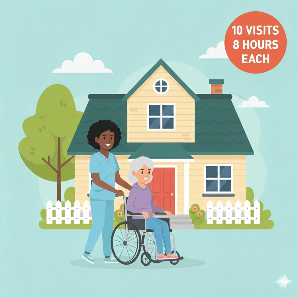 10 زيارات مرافق / مرافقة صحية لمدة 8 ساعات