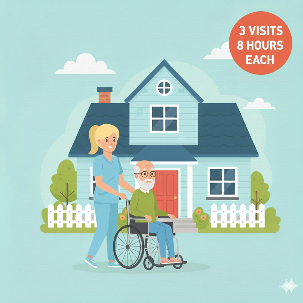 3 زيارات مرافق / مرافقة صحية لمدة 8 ساعات